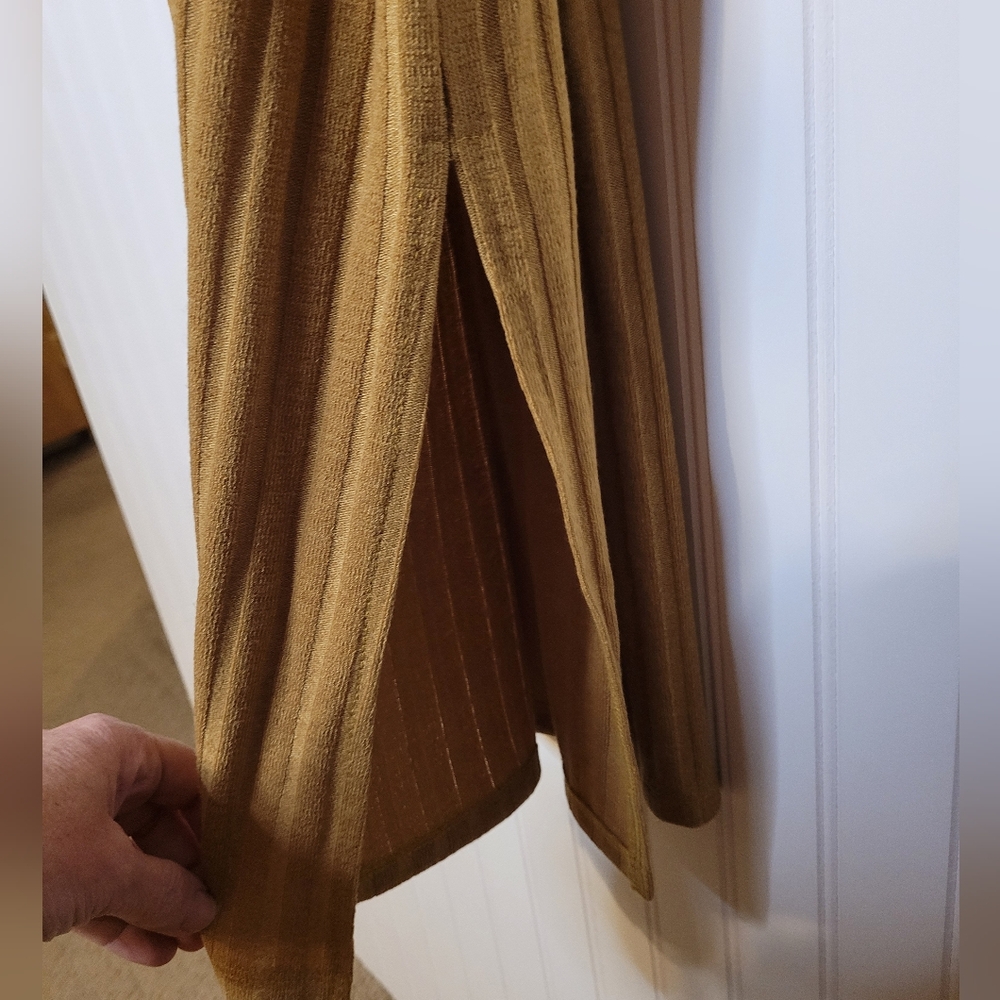 NWT Rabbit Rabbit Rabbit Gold Mustard Yellow Ribbed Knit Belted Midi Dress Sz 10 - Picture 5 of 6